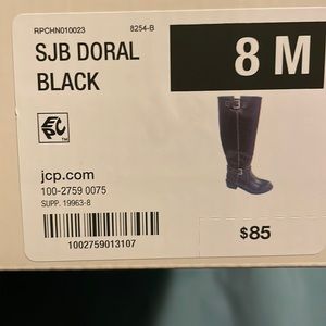 Brand new with tags, black riding boots. St. John’s Bay, Black, size 8 boots.